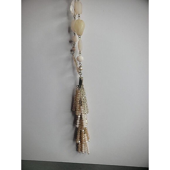 New Time and Tru Gold Tone Necklace Tiered Tassel Peach Yellow Pink Jewelry Cost - Picture 9 of 9